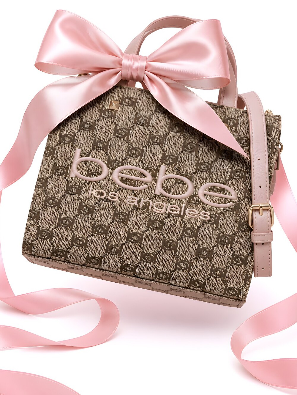 NWT Bebe Los Angeles Blush Mini Tote Bag Logo Print - Picture 3 of 10